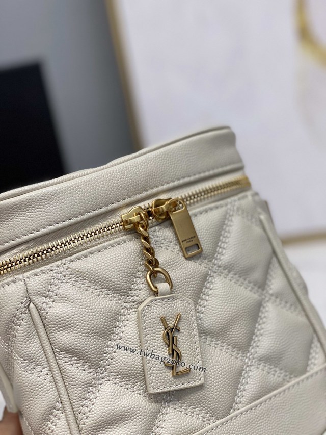 YSL专柜款女包 聖羅蘭經典款VANITY方形絎縫粒面壓印手袋 YSL環繞式拉鏈化妝包 649779  jjh1117